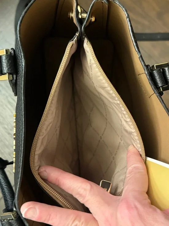 Michael Kors Black Pebbled Leather Satchel Crossbody Bag Purse - Picture 9 of 16